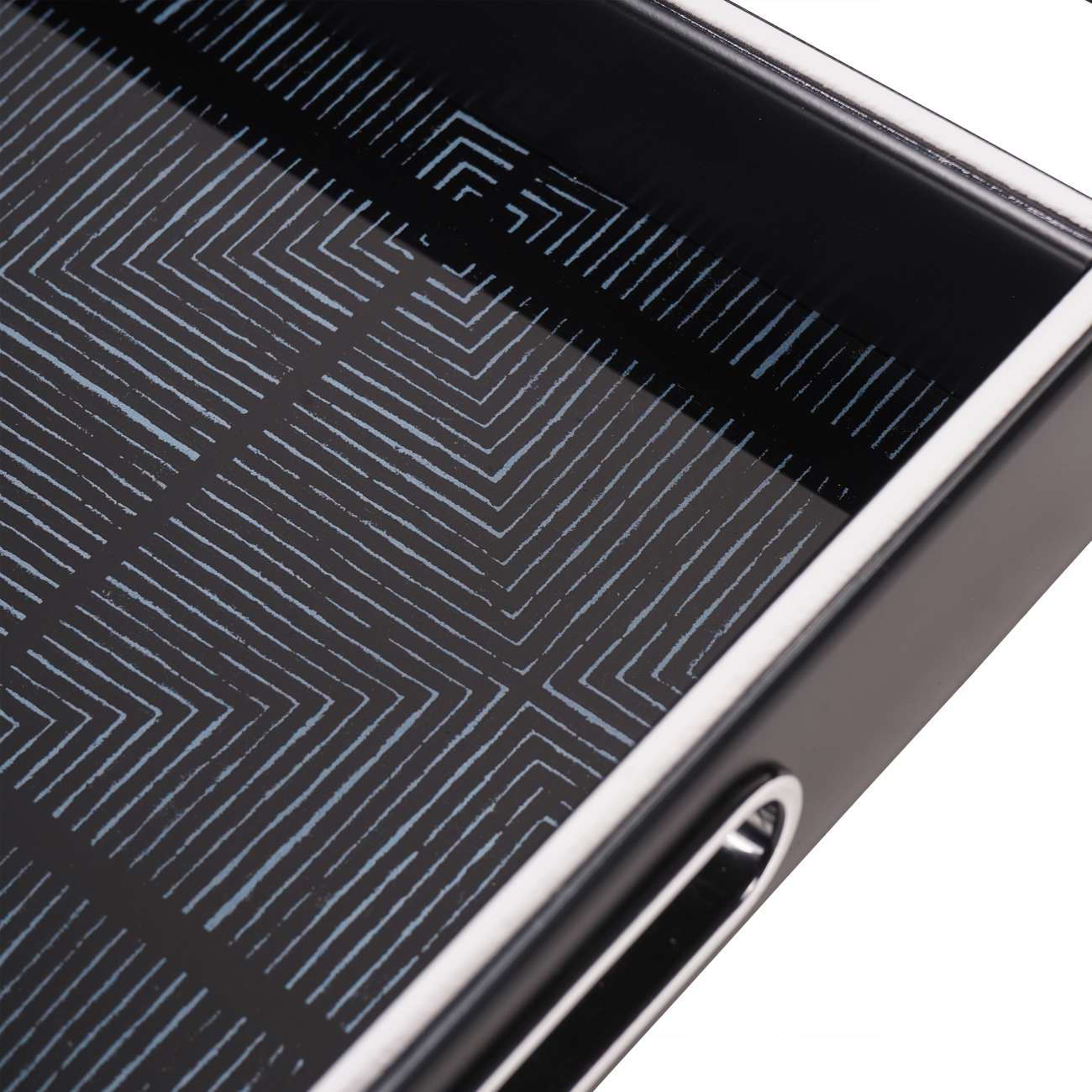 Set of 2 Midnight Black Squares Pattern Trays